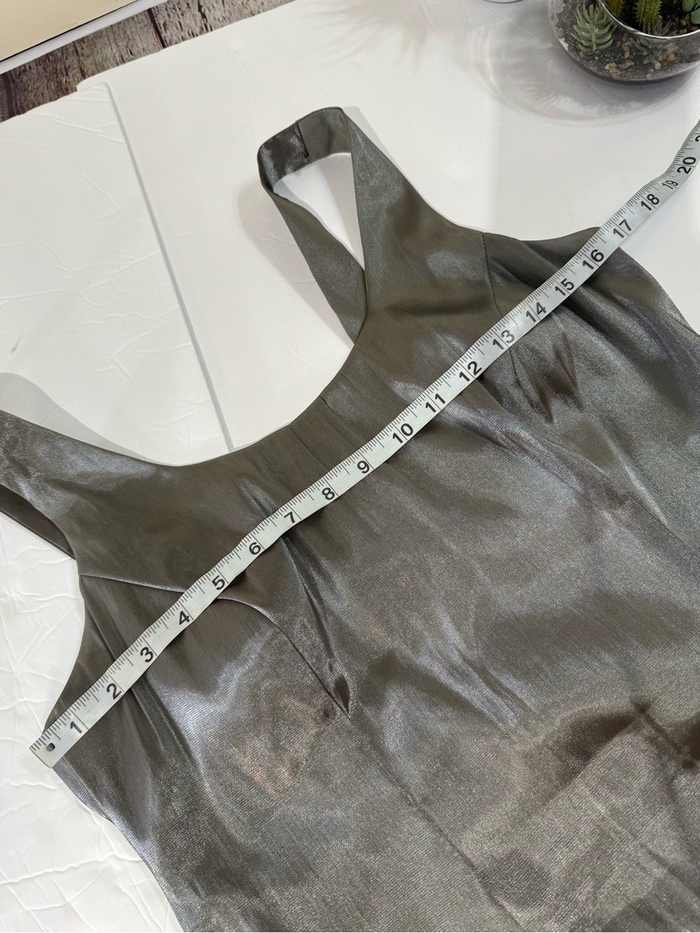 dressbarn Collection Metallic Silver Fitted Blazer & Camisole Top 8 - Picture 6 of 16